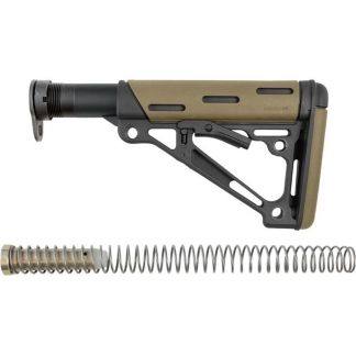 Hogue AR-15/M-16 OM Collapsible Buttstock Assembly with Buffer Tube and Hardware-Desert Tan Rubber