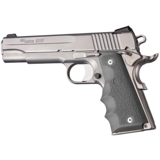 Hogue 1911 Gov't Rubber Handgun Grips with Finger Grooves Slate Grey