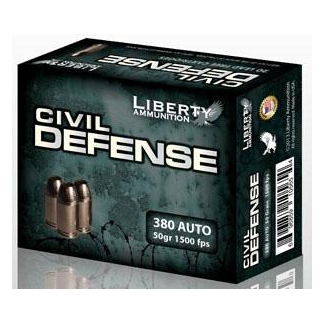 Liberty Civil Defense Handgun Ammunition .380 Auto 50 gr SCHP 1500 fps 20/ct