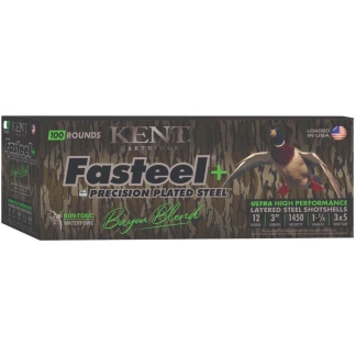 Kent Fasteel+  Precision Plated Steel Bayou Blend Shotshells 12ga 3" 1-1/4oz 1450 fps  #3 & #5 100/ct