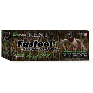 Kent Fasteel+  Precision Plated Steel Bayou Blend Shotshells 12ga 3" 1-3/8oz 1300 fps #2 & #4 100/ct