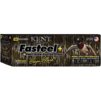 Kent Fasteel+  Precision Plated Steel Bayou Blend Shotshells 20ga 3" 1oz 1350 fps #3 & #5 100/ct
