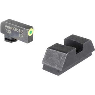Ameriglo Optics Compatible Tritium Handgun Sight Set for Glock Flat Black .295? Rear 1L Tall Green with Lumigreen .220? Front