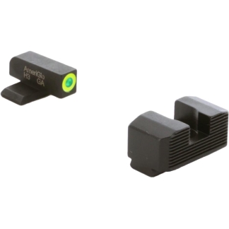 Ameriglo Green Tritium LumiGreen Outline Front Black Serrated Rear Hellcat Standard