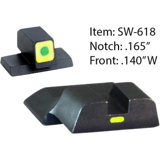Ameriglo CAP Tritium Night Sights for S&W M&P Shield / Front Tritium - Green / Front Outline - LumiGreen / Style - CAP / Rear Paint Bar - LumiGreen