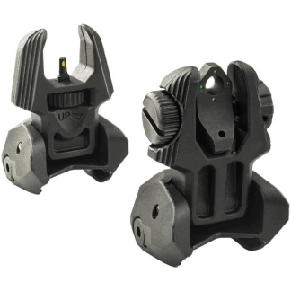 Meprolight Mepro FRBS - Self Illuminated Flip Polymer Black Back-up Rifle Sights 4 Dot Rear/Green Hyper Bright Front