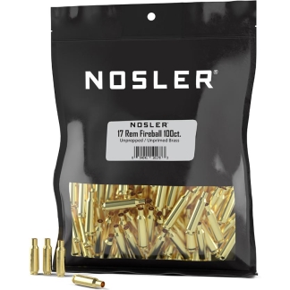 Nosler Unprimed Unprepped Brass Rifle Cartridge Cases .17 Rem Fireball NOS HS 100/ct (BULK)