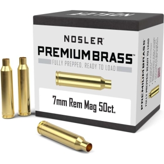 Nosler Unprimed Brass Rifle Cartridge Cases 7mm Rem Mag 50/ct