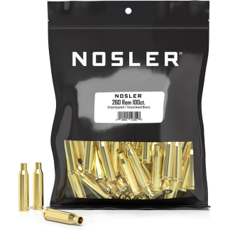 Nosler Unprimed Unprepped Brass Rifle Cartridge Cases .260 Rem NOS HS 100/ct (BULK)