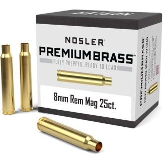 Nosler Unprimed Brass Rifle Cartridge Cases 8mm Rem Mag 25/ct