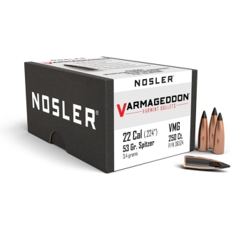 Nosler Varmageddon Rifle Bullets .22 cal .224" 53 gr FB-TIPPED 250/ct