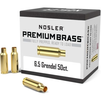 Nosler Unprimed Brass Rifle Cartridge Cases 6.5mm Grendel 50/ct