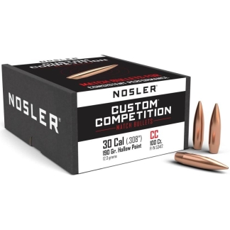 Nosler Custom Competition Rifle Bullets .30 cal .308" 190 gr HPBT 100/ct