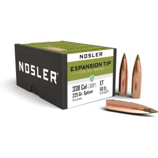Nosler E-Tip Lead Free Rifle Bullets .338 Lapua Mag .338" 225 gr SPTZ ETIP 50/ct