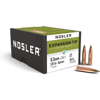 Nosler E-Tip Lead-Free Hunting Rifle Bullets 6.5mm .264" 120 gr SPTZ E-TIP 50/ct