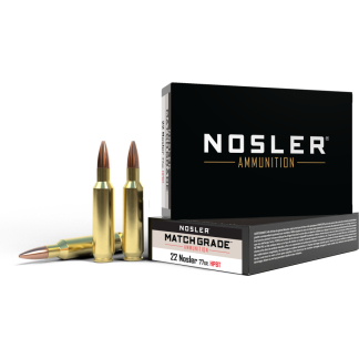Nosler Custom Competition Match Grade Rifle Ammunition .22 Nosler 77 gr OTM 2950 fps 20/ct