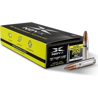 NovX Close Encounter Rifle Ammunition .300 Blackout 110gr Lead Free HP 2300 fps 20/ct