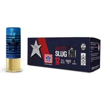 PPU Stars & Stripes Rifled Slug Shotshells 12ga 2-3/4'' 1oz 1400fps Slug 10/ct