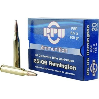 PPU Rifle Ammunition .25-06 Rem 100 gr PSP 3230 fps 20/ct
