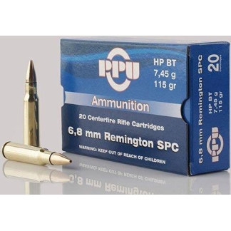 PPU Standard Rifle Ammunition 6.8mm SPC 115 gr HPBT 2624 fps 20/ct