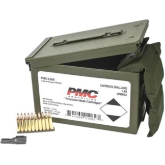 PMC Rifle Ammunition 5.56mm 55 gr FMJ 3120 fps 840/ct W/Bandoleer 840 Metal Box (2-Metal Boxes 1680/ct Total)