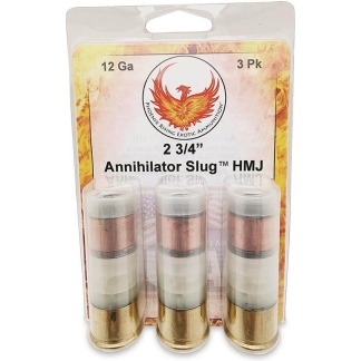 Phoenix Rising Annihilator Slug Shotshell 12ga 2-3/4" 485gr Slug 1540 fps 3/ct