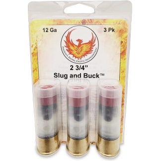 Phoenix Rising Slug & Buck Shotshell 12ga 2-3/4" FSJ 7/8oz Slug & 6-00 Buckshot 1225 fps 3/ct