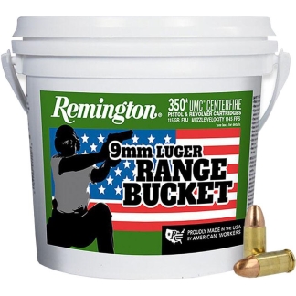 Remington UMC "Range Bucket" Ammunition 9mm Luger 115 gr MC 1145 fps 350/ct