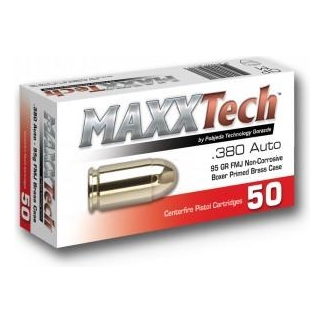 Maxxtech Brass Case Handgun Ammunition .380 ACP 95 gr FMJ