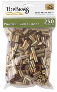 Top Brass Unprimed Remanufactured Handgun Brass .40 S&W Bulk Grade A+ 250/ct