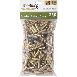 Top Brass Unprimed Remanufactured Rifle Brass .300 Blackout Bagged Grade A+ 250/ct