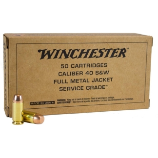 Winchester Service Grade 40 S&W 165 gr. FMJ-FN 1060 fps 50/ct