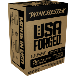 Winchester USA Forged- Steel Case Handgun Ammunition 9mm Luger 115 gr FMJ 1190 fps 150/ct