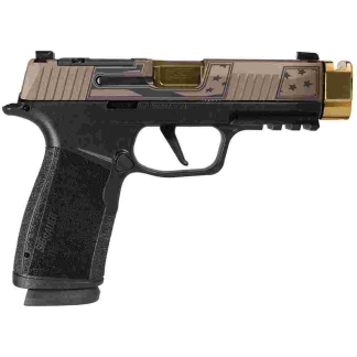 Sig Sauer P365 XMACRO TACOPS "Trump 47th" Slide Handgun 9mm Luger 17rd Magazines(4) 3.7" Gold Barrel/Compensator