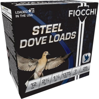 Fiocchi Steel Target Shotshells 12ga 2-3/4" 1-1/8oz 1375fps #7 25/ct