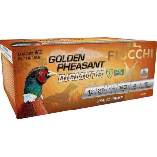 Fiocchi Golden Pheasant Bismuth Shotshells 12ga 2-3/4" 1-1/4oz 1400 fps #4 10/ct