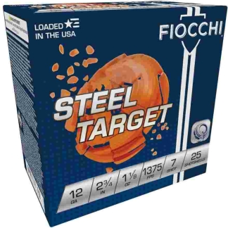 Fiocchi Target Steel Shotshells 12 ga 2-3/4" 1-1/8oz 1375 fps #7 25/ct