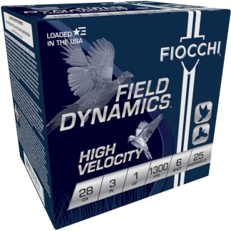 Fiocchi High Velocity Shotshells 28 ga 3" 1 oz 1300 fps #6 25/ct