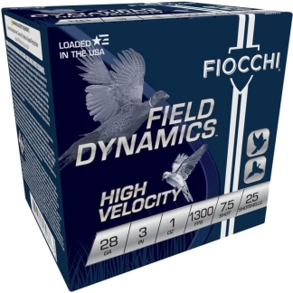 Fiocchi High Velocity Shotshells 28 ga 3" 1 oz 1300 fps #7.5 25/ct