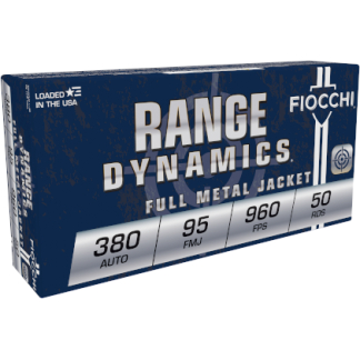 Fiocchi Pistol Shooting Dynamics Handgun Ammunition .380 ACP 95 gr. FMJ 960 fps 50/ct