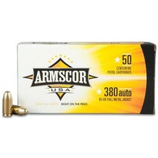 Armscor Handgun Ammunition .380 ACP 95 gr FMJ 920 fps 50/ct