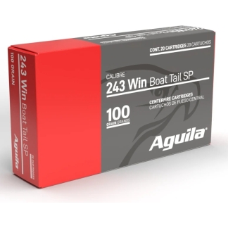 Aguila Ammunition .243 Win Rifle Ammo - 100 Grain | Boat Tail Soft Point | 20rd Box
