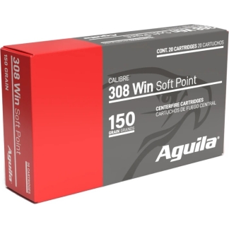 Aguila Ammunition .308 Win Rifle Ammo - 150 Grain | Soft Point | 20rd Box
