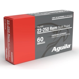 Aguila Ammunition 22-250 Rem Rifle Ammo - 60 Grain | Soft Point | 20rd Box
