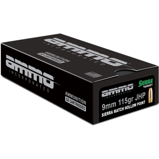 Ammo Inc Signature Match 9mm Luger Handgun Ammo - 115 Grain | Sierra Match HP | 50rd Box