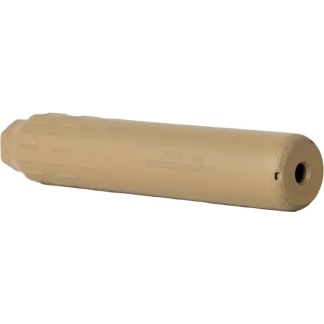 HUXWRX Flow 22 Ti FDE Grade 5 titanium direct-thread suppressor side view