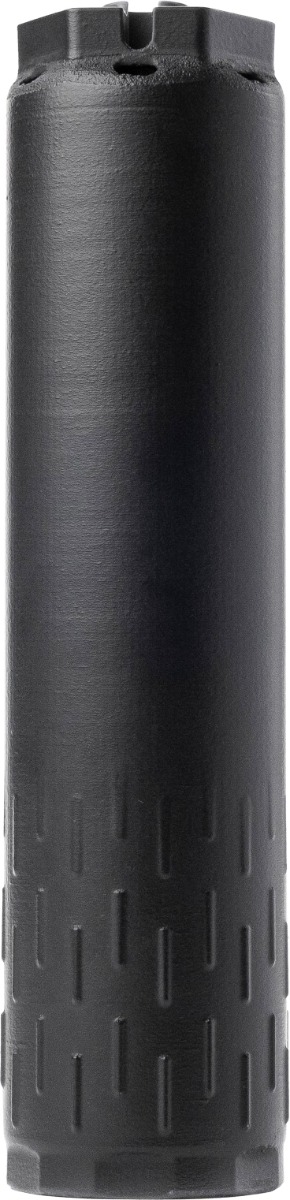 HUXWRX Flow Range 36 Ti suppressor in Cerakote black, 6.67 inch overall, 1.6 inch diameter