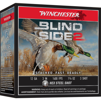 WINCHESTER BLIND SIDE 2 12G 3" #3 1-3/8OZ HV HEX 25RD BX