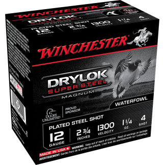 WINCHESTER DRYLOK STL MAG 12G 2-3/4' #4 1-1/4OZ 25RDS