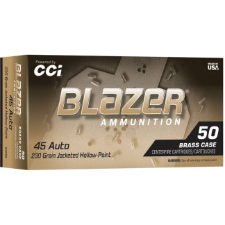 CCI 45 AUTO 230 GR BLAZER BRASS JHP 50 RD/BX 10 BX/CS